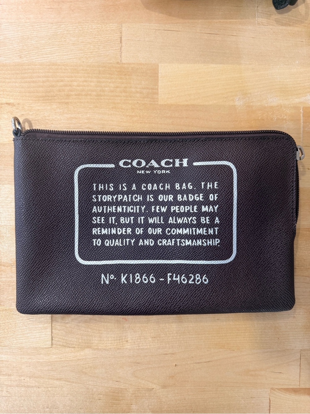 COACH Brown Printed Leather Wristlet Pouch